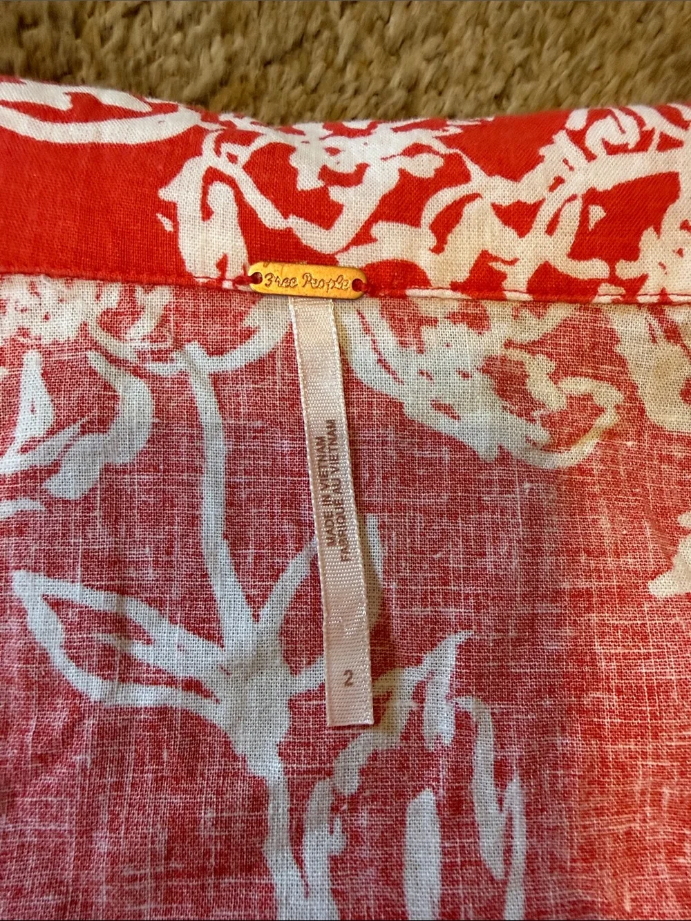 Free People Red and White Floral Button-Front Dress